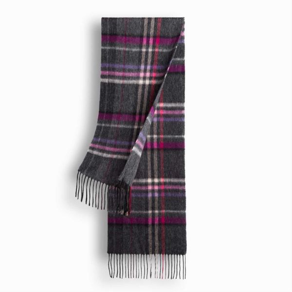 OZWEAR UGG CASHMERE AND WOOL SCARF - CHARCOAL/ROSE CHECK 180CM x 30CM ...