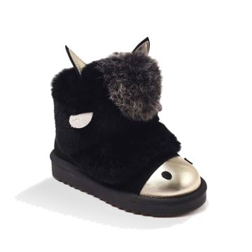 UGG OZWEAR Kids Zip Donkey Boots Cow Suede Rabbit Fur Premium Sheepskin Wool