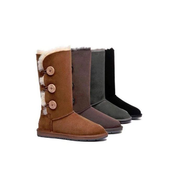 UGG Boots Australia Premium Double Face Sheepskin Tall Triple button Water Resistant 15902