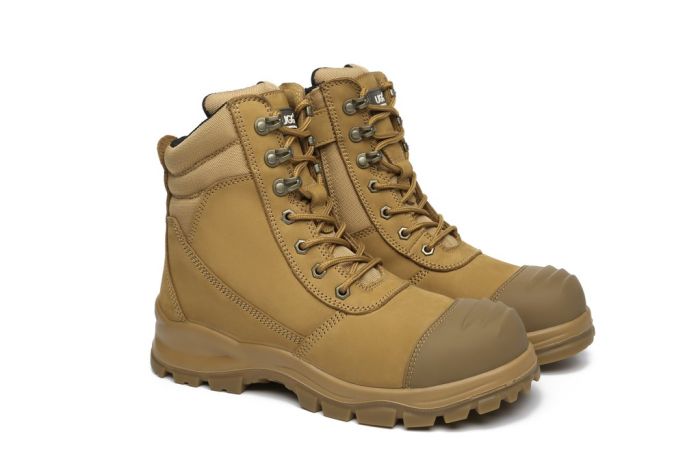 Work Safety Boots Mens Leo Lace Up Zip Steel Toe