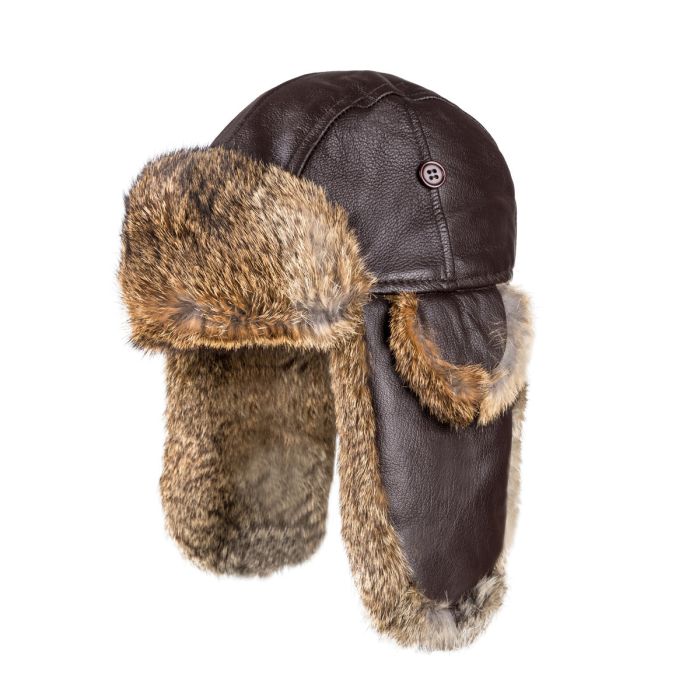 UGG OZWEAR Unisex Vintage Rodeo Leather Rabbit Fur Aviator Hat