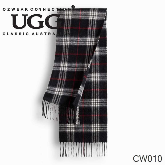 OZWEAR UGG Cashmere + Wool Scarf Wraps- Black Check (1740x300mm) CW010