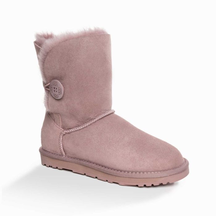 UGG OZWEAR 3rd Gen Ladies Classic 3/4 Short Button Boots Sheepskin Rosy Brown Colour Ob363n